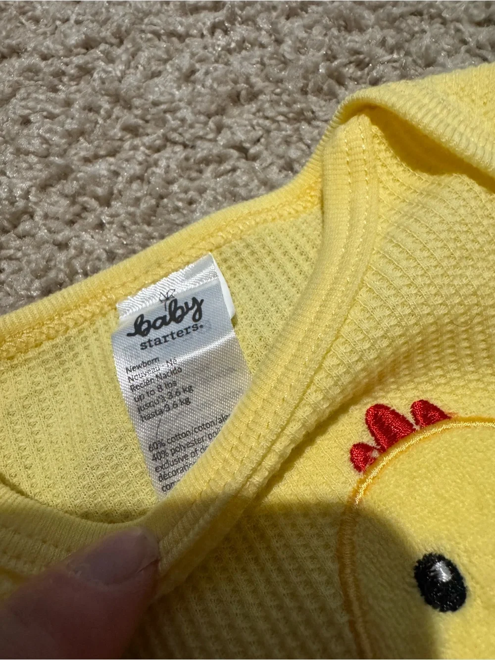 Baby Starters Yellow 'Just Hatched' Chick Footed One-Piece